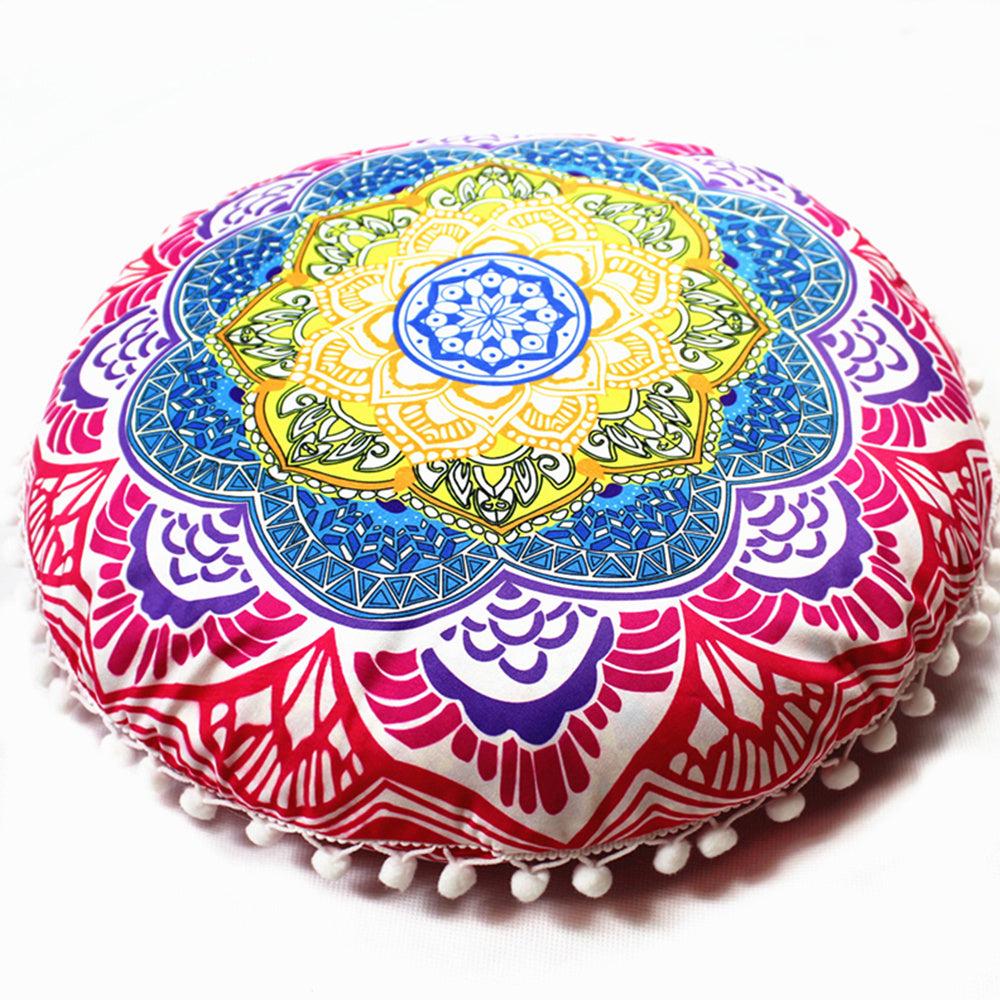 KTX-367955 Floral Round Cushion Cover - 43cm Diameter, Various Colorful Designs