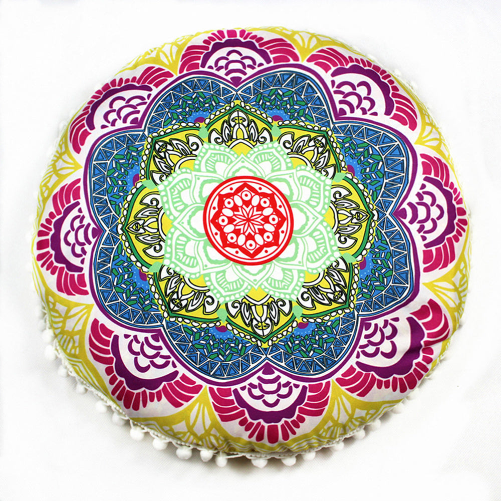 KTX-367955 Floral Round Cushion Cover - 43cm Diameter, Various Colorful Designs
