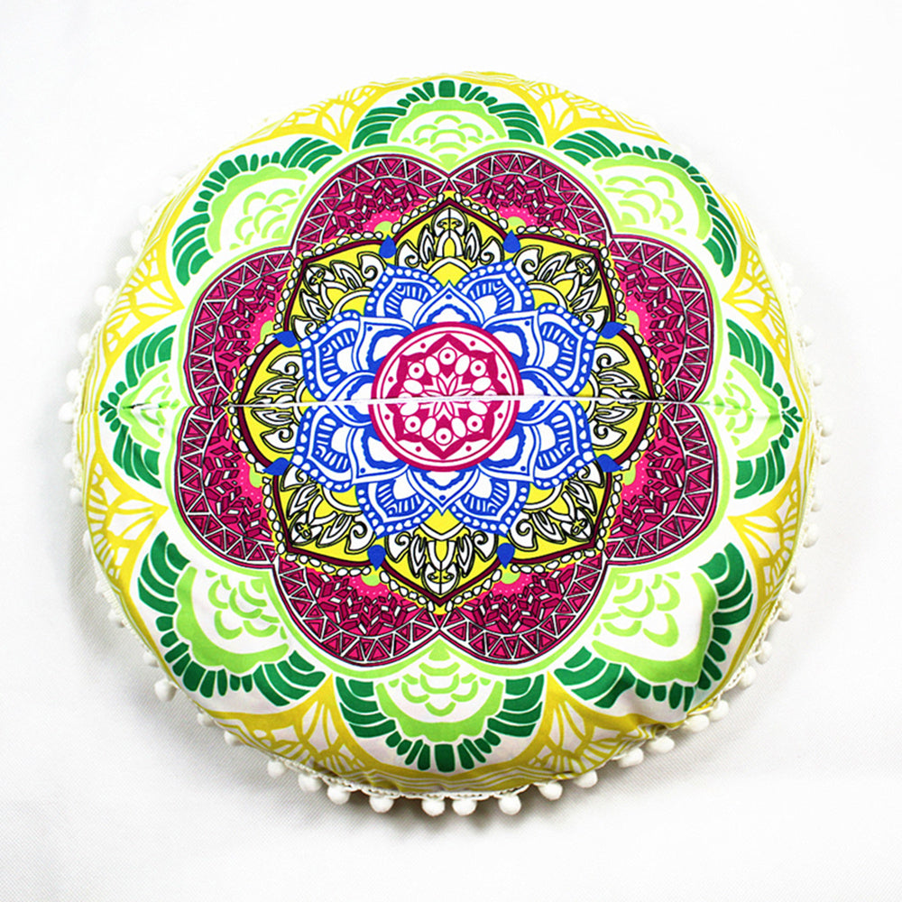 KTX-367955 Floral Round Cushion Cover - 43cm Diameter, Various Colorful Designs