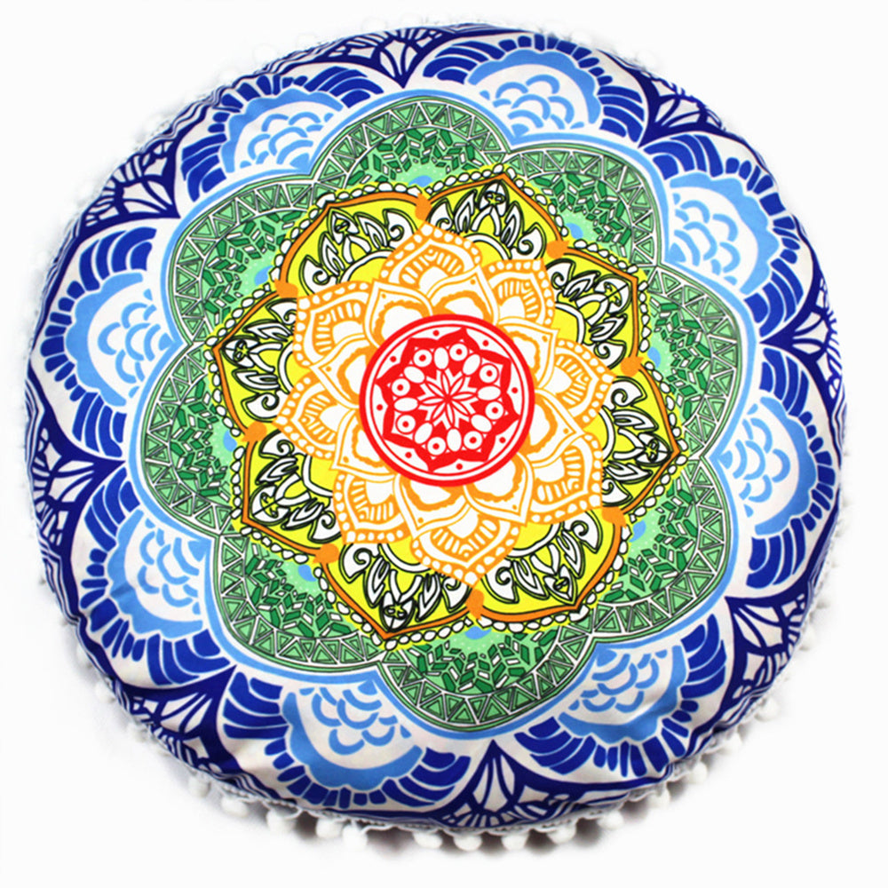 KTX-367955 Floral Round Cushion Cover - 43cm Diameter, Various Colorful Designs