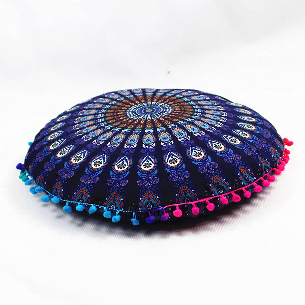 KTX-367955 Floral Round Cushion Cover - 43cm Diameter, Various Colorful Designs