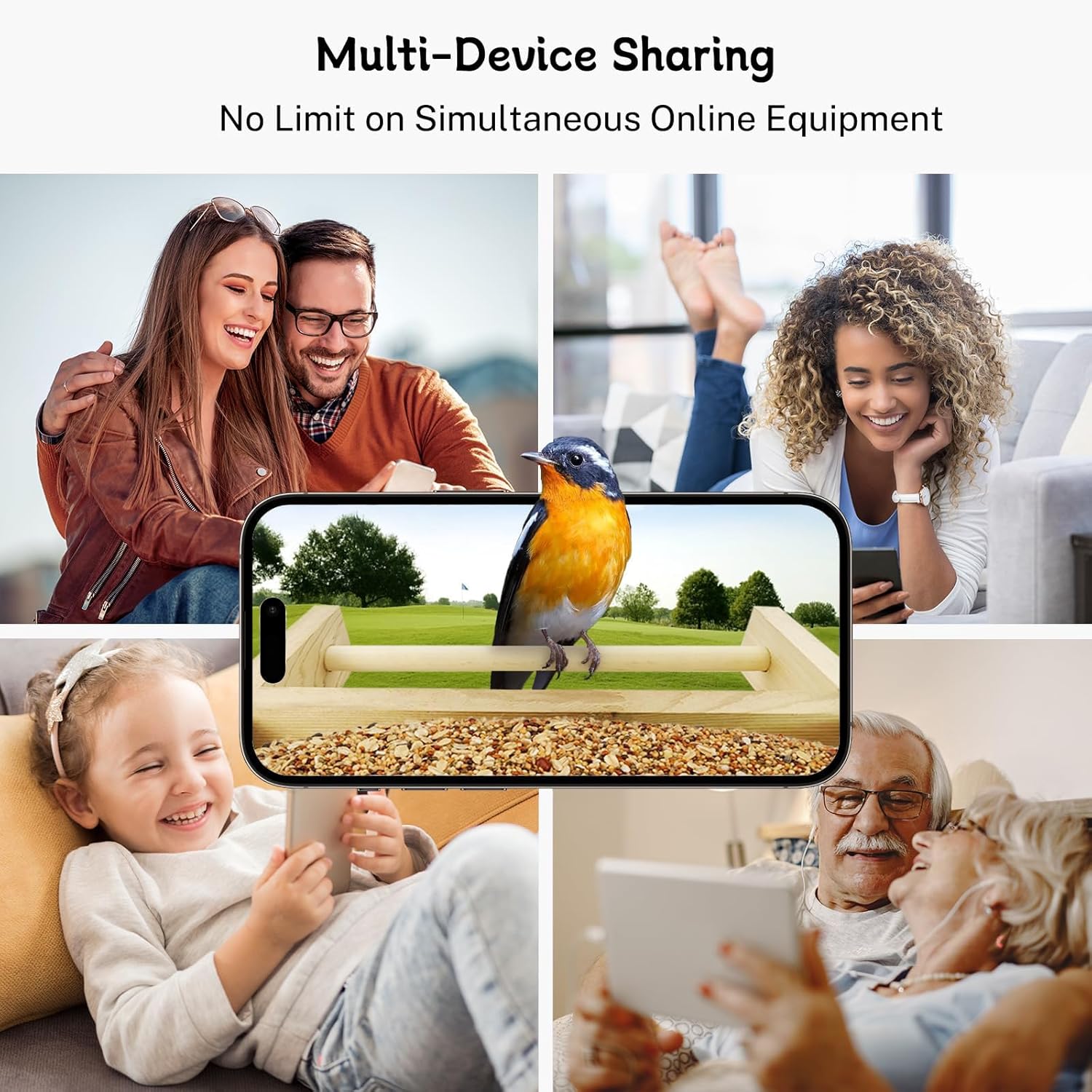 KTX-368339 Smart Bird Feeder with Camera, 1.5L Capacity, AI Bird Recognition, 1080P Resolution, Night Vision, and Multi-Device Sharing