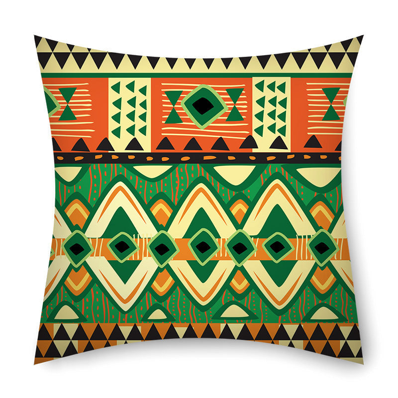 KTX-368531 African Tribal Stripes Ethnic Pattern Cushion Cover – 45cm x 45cm Linen Pillowcase in Vibrant Colors