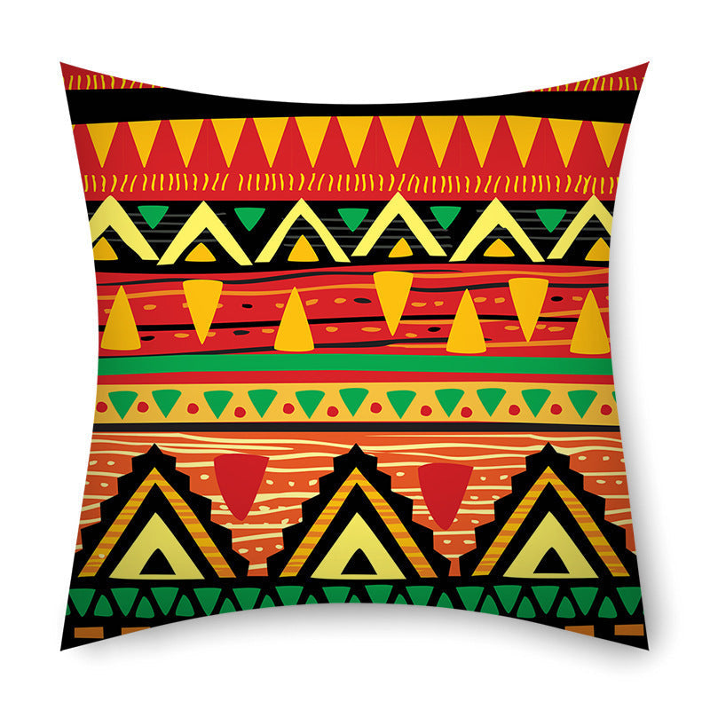 KTX-368531 African Tribal Stripes Ethnic Pattern Cushion Cover – 45cm x 45cm Linen Pillowcase in Vibrant Colors