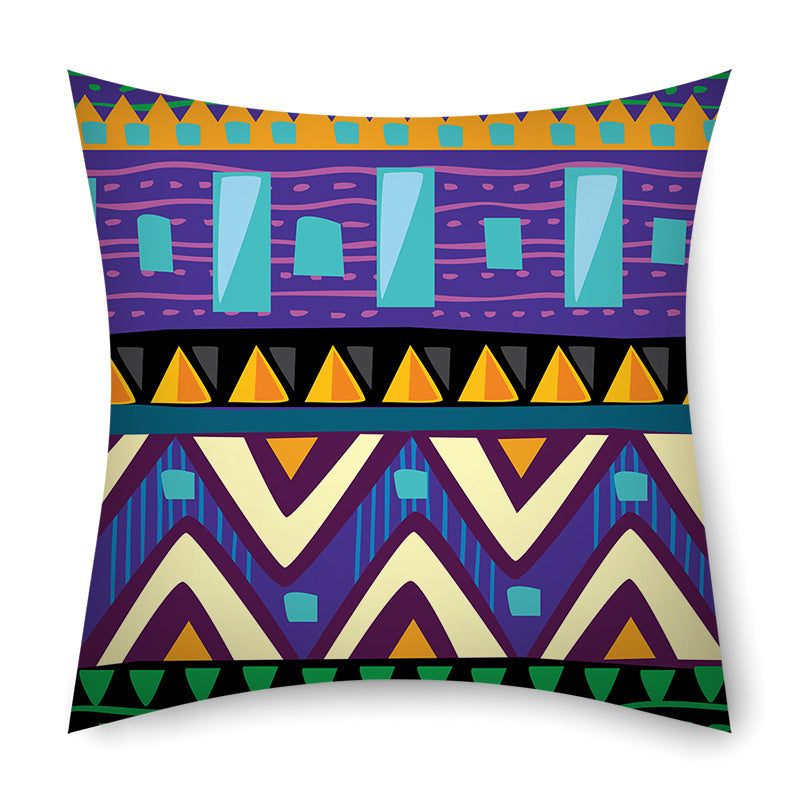 KTX-368531 African Tribal Stripes Ethnic Pattern Cushion Cover – 45cm x 45cm Linen Pillowcase in Vibrant Colors