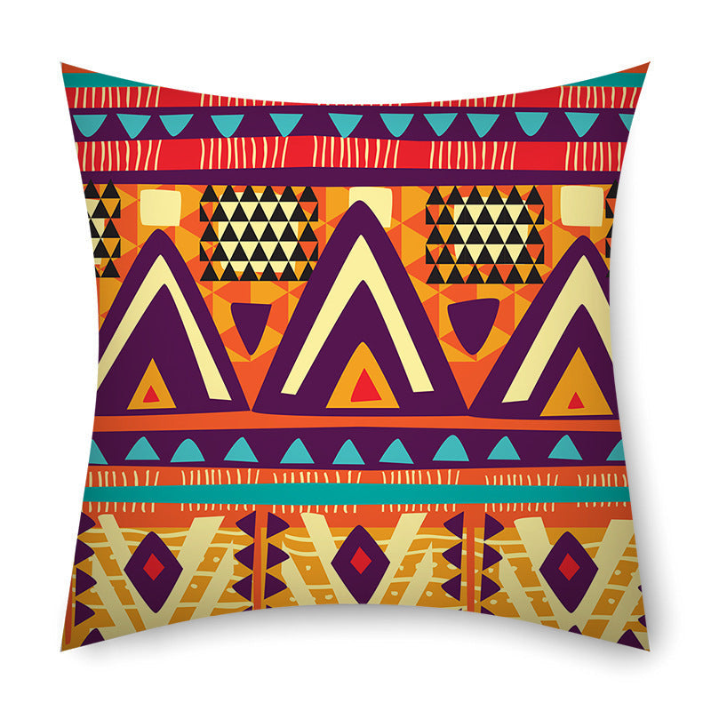 KTX-368531 African Tribal Stripes Ethnic Pattern Cushion Cover – 45cm x 45cm Linen Pillowcase in Vibrant Colors