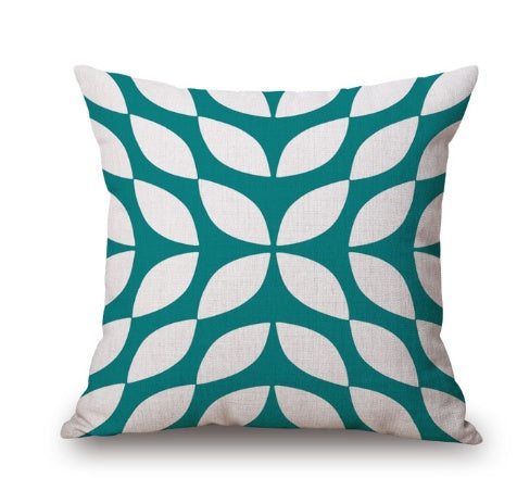 KTX-369619 Nordic Yellow Green Geometric Print Linen Cushion Cover 45x45cm