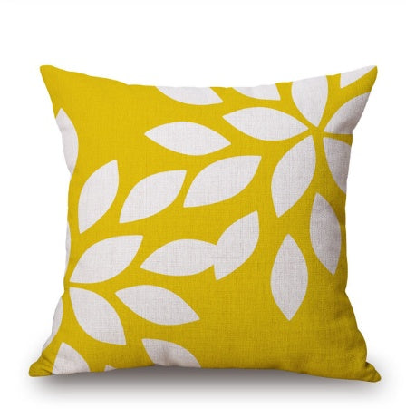 KTX-369619 Nordic Yellow Green Geometric Print Linen Cushion Cover 45x45cm