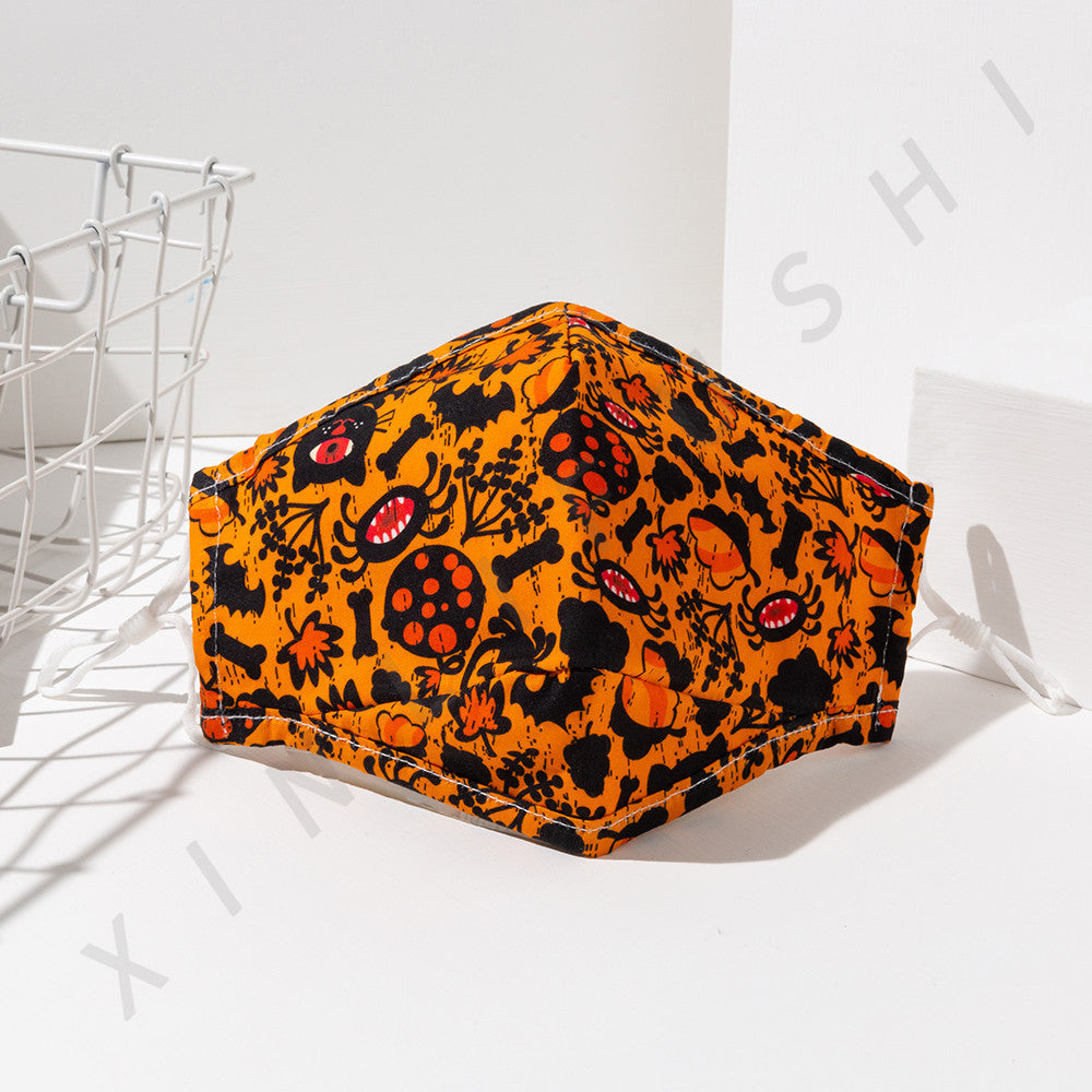 KTX-370131 Halloween-Themed Cotton Mask, Soft Cotton Cloth, Ideal for Festive Apparel, Size 24x15.5cm