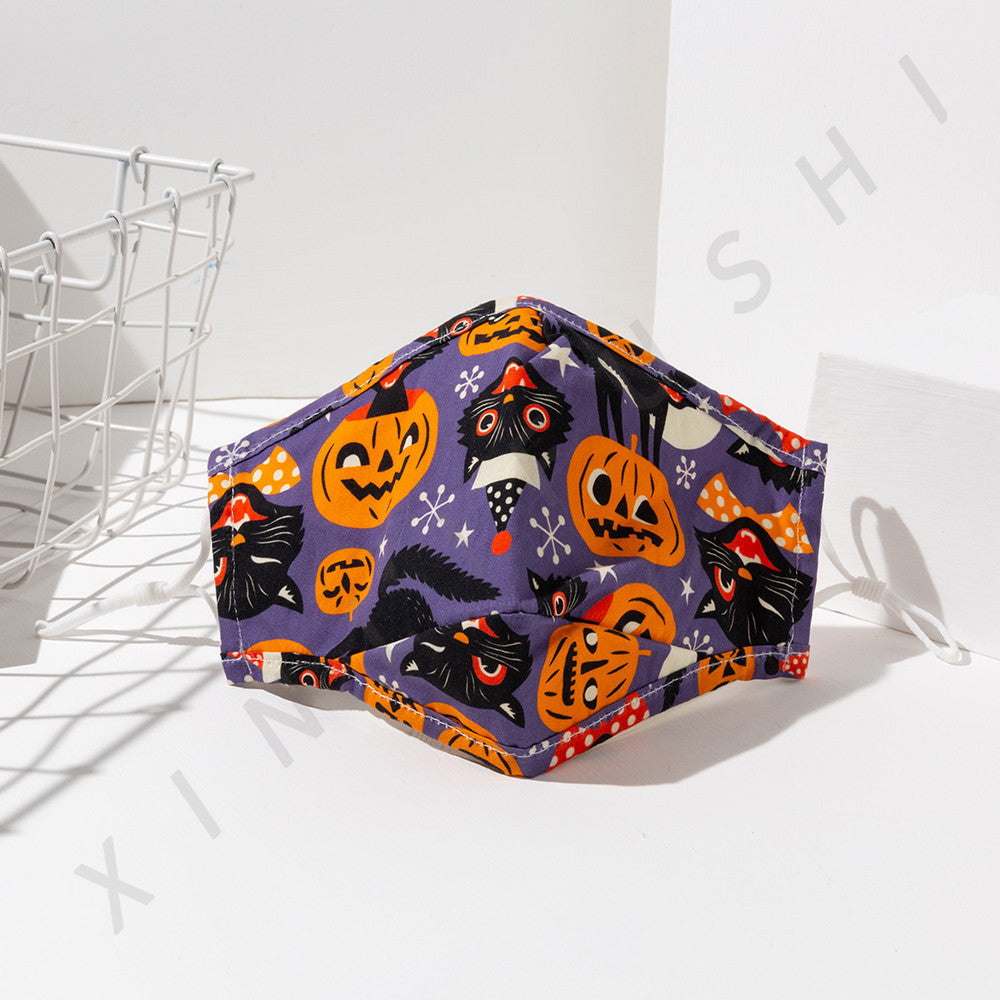 KTX-370131 Halloween-Themed Cotton Mask, Soft Cotton Cloth, Ideal for Festive Apparel, Size 24x15.5cm