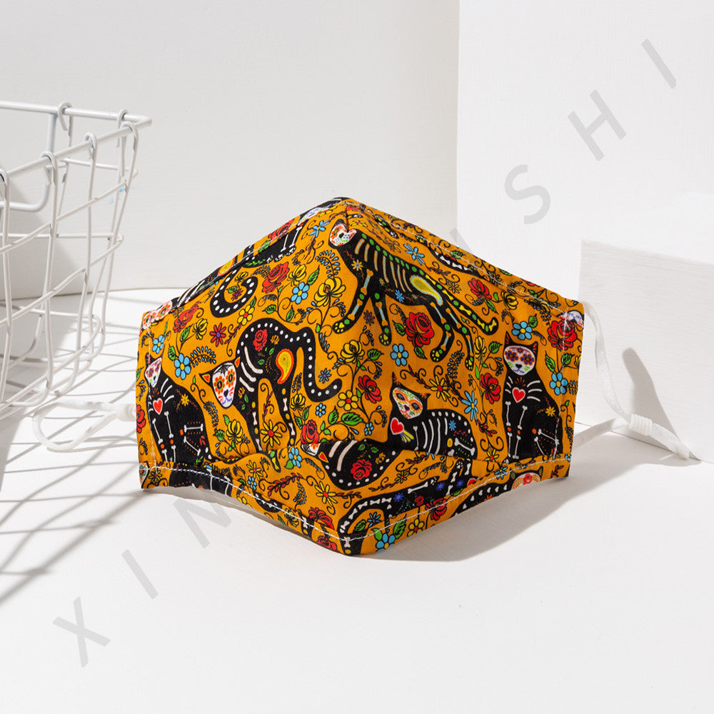 KTX-370131 Halloween-Themed Cotton Mask, Soft Cotton Cloth, Ideal for Festive Apparel, Size 24x15.5cm