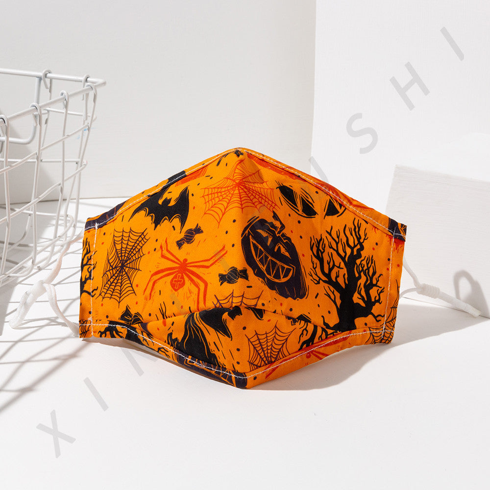 KTX-370131 Halloween-Themed Cotton Mask, Soft Cotton Cloth, Ideal for Festive Apparel, Size 24x15.5cm