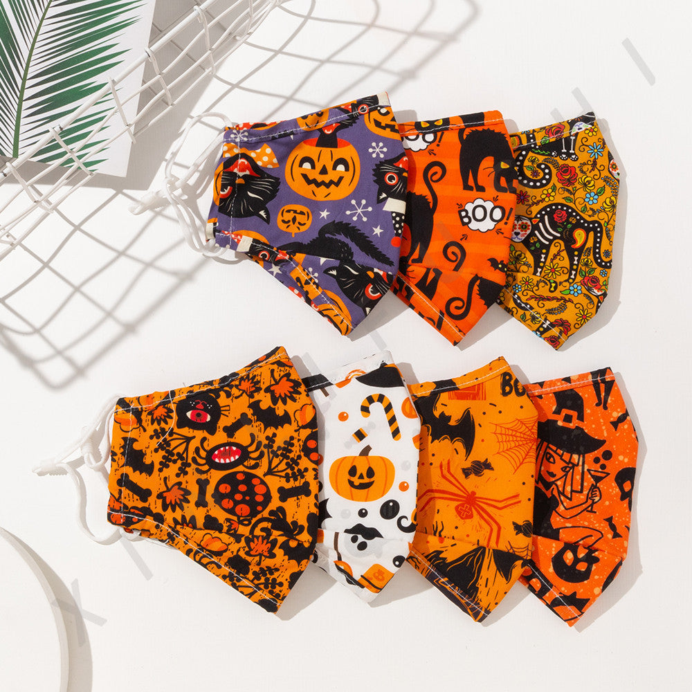 KTX-370131 Halloween-Themed Cotton Mask, Soft Cotton Cloth, Ideal for Festive Apparel, Size 24x15.5cm