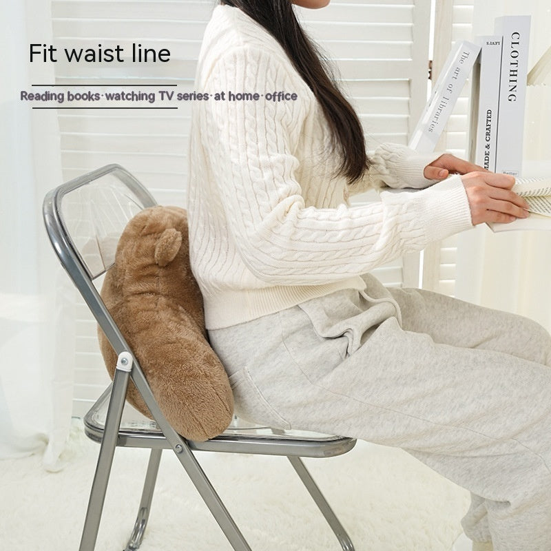 KTX-370259 Cute Cartoon Bear Pillow in White, Light Brown, and Khaki - Plush Large Size Cushion