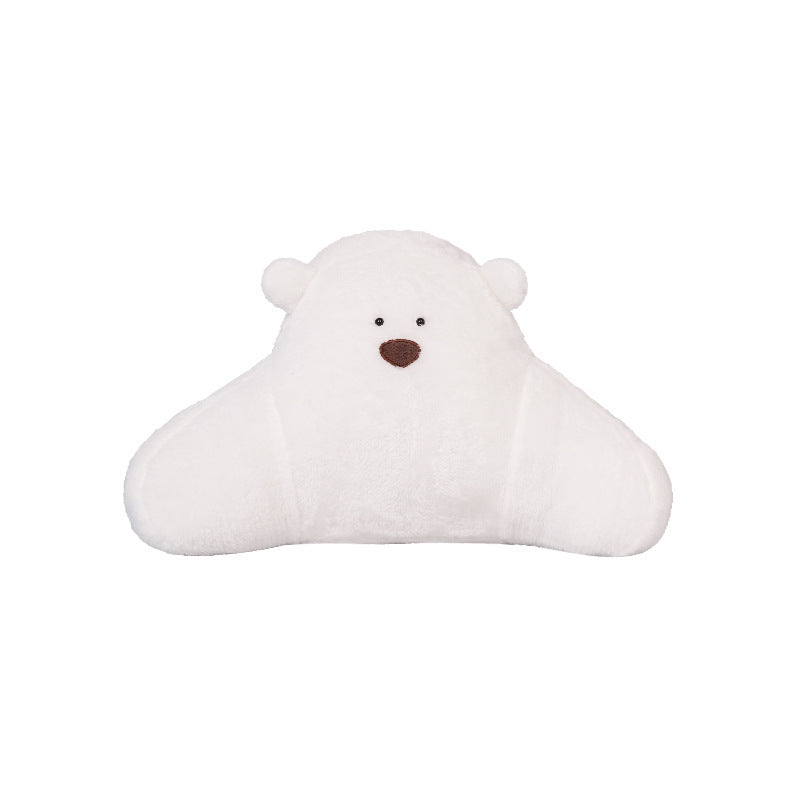 KTX-370259 Cute Cartoon Bear Pillow in White, Light Brown, and Khaki - Plush Large Size Cushion