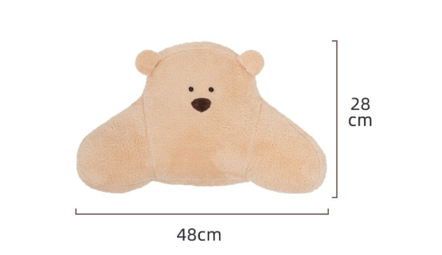KTX-370259 Cute Cartoon Bear Pillow in White, Light Brown, and Khaki - Plush Large Size Cushion