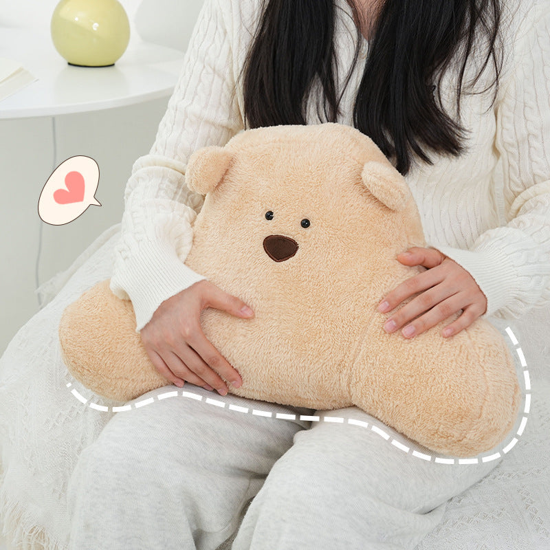 KTX-370259 Cute Cartoon Bear Pillow in White, Light Brown, and Khaki - Plush Large Size Cushion