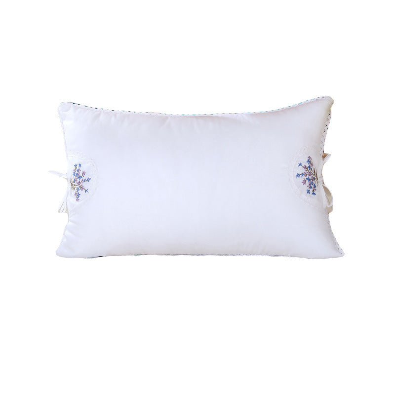 KTX-370451 Pure Cotton Lavender Filler Feather Velvet Pillow - White 48*74cm