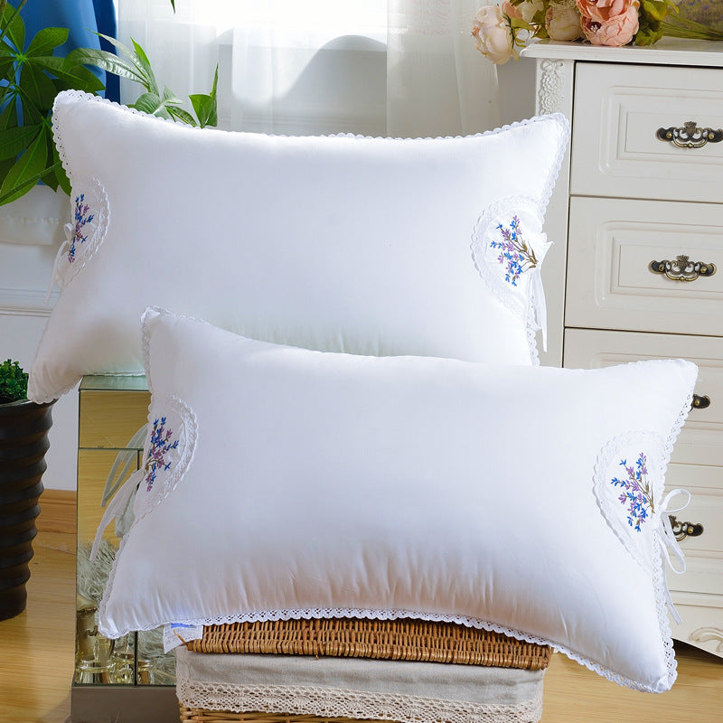 KTX-370451 Pure Cotton Lavender Filler Feather Velvet Pillow - White 48*74cm