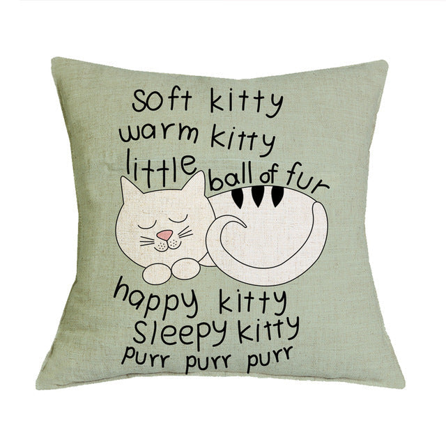KTX-371283 Linen Cotton Cartoon Printed Cushion Cover 45x45cm