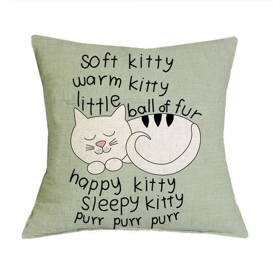KTX-371283 Linen Cotton Cartoon Printed Cushion Cover 45x45cm
