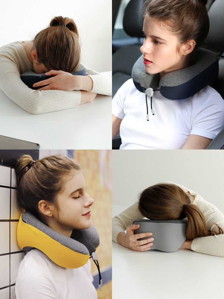 KTX-371411 Memory Foam U-Shaped Pillow with Cotton Fabric Cover - 255x255x130mm