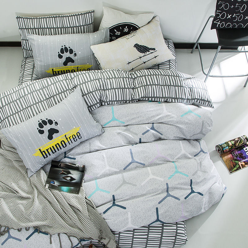 KTX-371411 Pure Cotton Duvet Cover Set - 4-Piece Bedding Ensemble, Simple Style, Floral Design, Twin Size 200x230cm