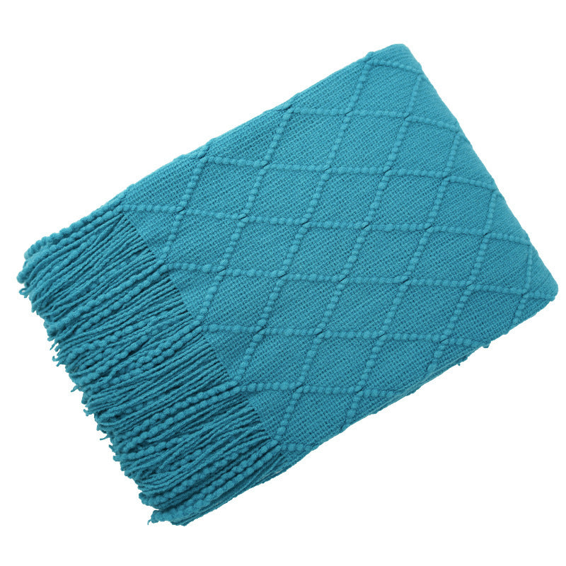 KTX-372435 Acrylic Jacquard Knitted Wool Blanket in Multiple Colors, 127x180CM or 127x230CM