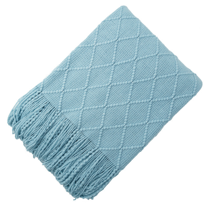 KTX-372435 Acrylic Jacquard Knitted Wool Blanket in Multiple Colors, 127x180CM or 127x230CM