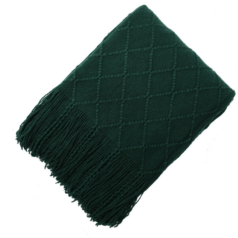 KTX-372435 Acrylic Jacquard Knitted Wool Blanket in Multiple Colors, 127x180CM or 127x230CM