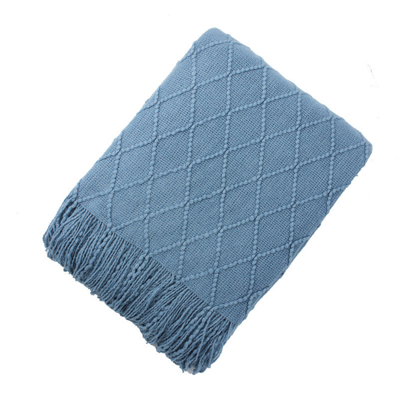 KTX-372435 Acrylic Jacquard Knitted Wool Blanket in Multiple Colors, 127x180CM or 127x230CM