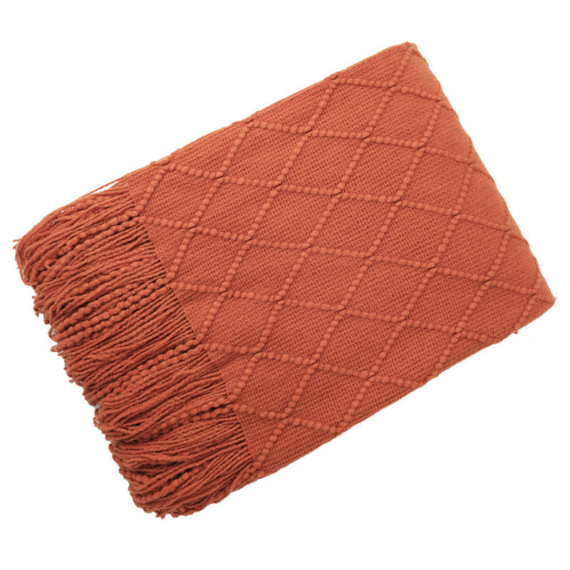 KTX-372435 Acrylic Jacquard Knitted Wool Blanket in Multiple Colors, 127x180CM or 127x230CM