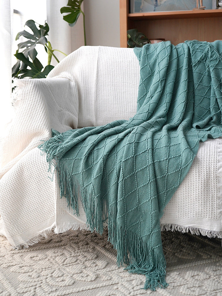 KTX-372435 Acrylic Jacquard Knitted Wool Blanket in Multiple Colors, 127x180CM or 127x230CM