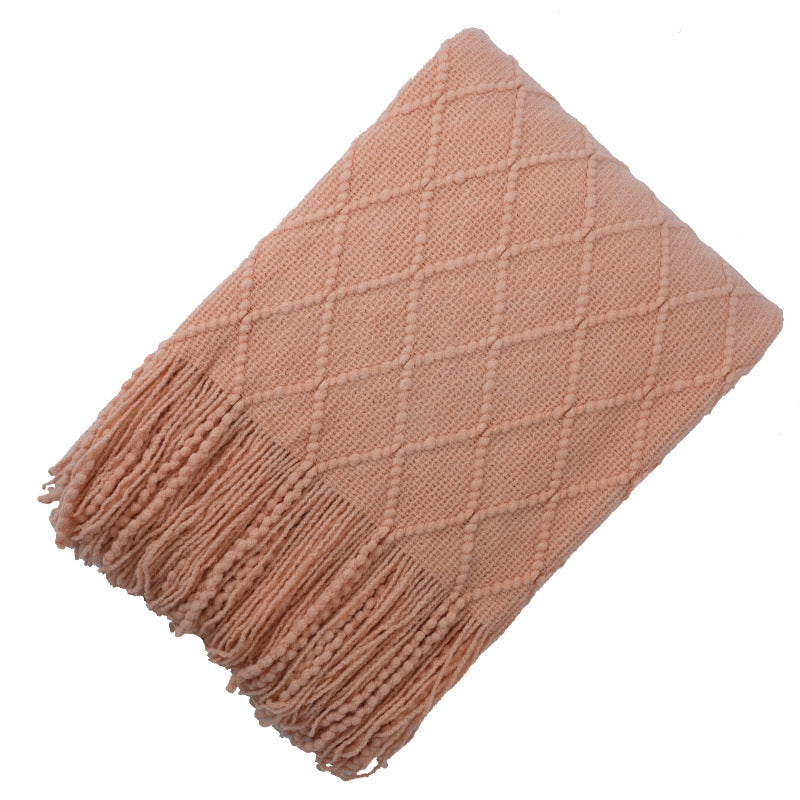 KTX-372435 Acrylic Jacquard Knitted Wool Blanket in Multiple Colors, 127x180CM or 127x230CM
