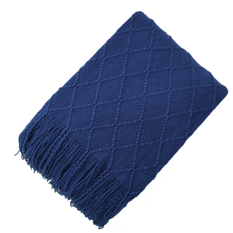 KTX-372435 Acrylic Jacquard Knitted Wool Blanket in Multiple Colors, 127x180CM or 127x230CM