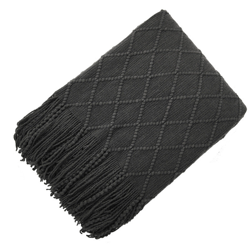 KTX-372435 Acrylic Jacquard Knitted Wool Blanket in Multiple Colors, 127x180CM or 127x230CM