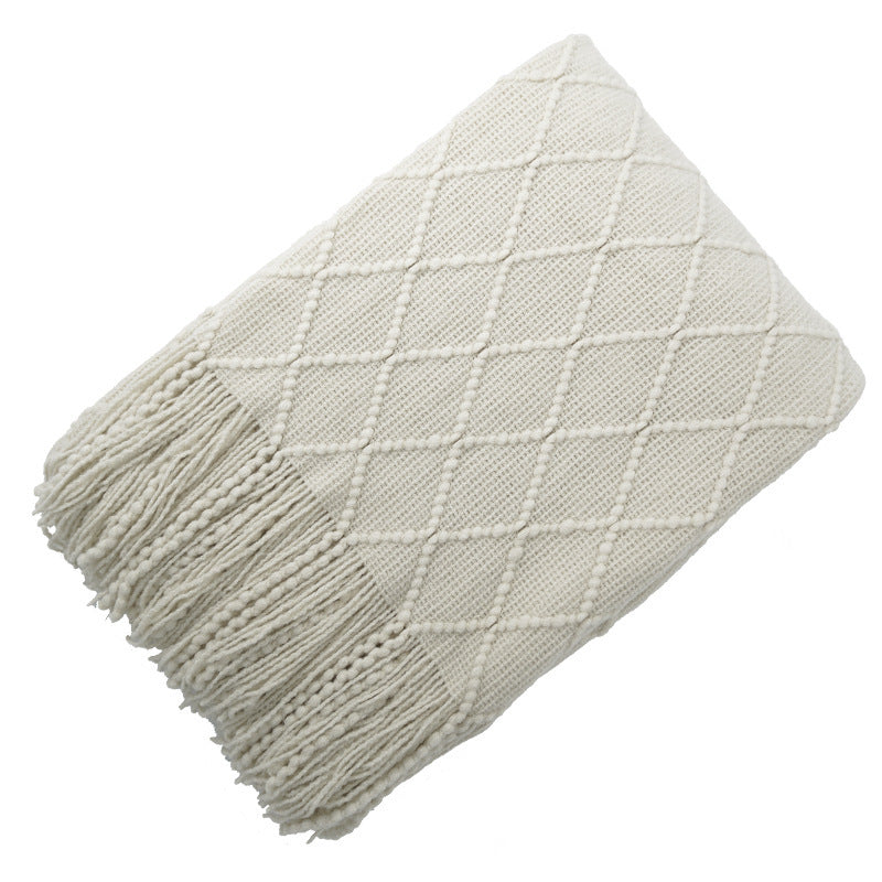 KTX-372435 Acrylic Jacquard Knitted Wool Blanket in Multiple Colors, 127x180CM or 127x230CM