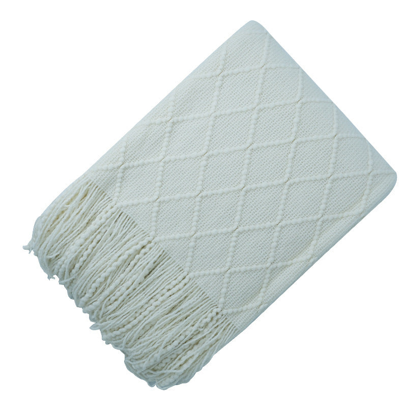 KTX-372435 Acrylic Jacquard Knitted Wool Blanket in Multiple Colors, 127x180CM or 127x230CM