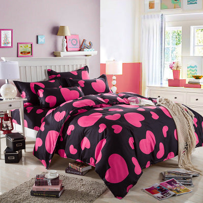 KTX-372563 Three-Piece Cotton Bedding Set with Geometric Pattern - Includes Bed Sheet, Duvet Cover, and Pillowcases