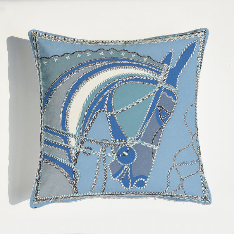 KTX-372755 Light Luxury Horse Portrait Cushion Cover - Geometric Abstract Design with Plush Filling