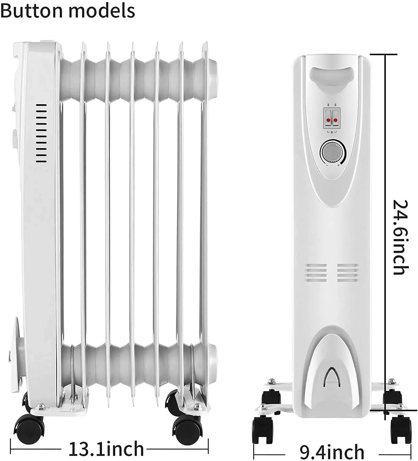 KTX-373523 Freestanding Electric Oil Filled Radiator Heater with Adjustable Thermostat, 2000W Power, Modern Design