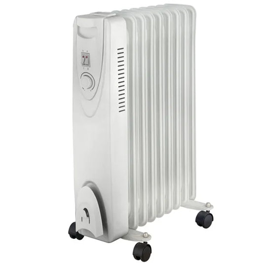 KTX-373523 Freestanding Electric Oil Filled Radiator Heater with Adjustable Thermostat, 2000W Power, Modern Design