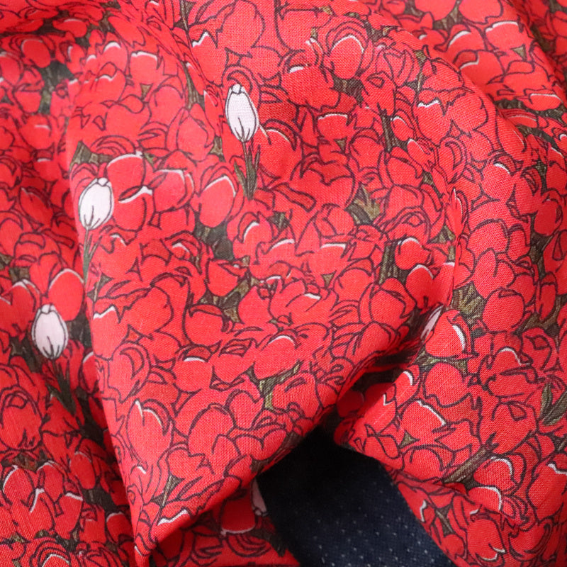 KTX-373587 Rose Twist Pure Ramie Digital Printing Fabric - 140cm Wide, Available in Multiple Lengths