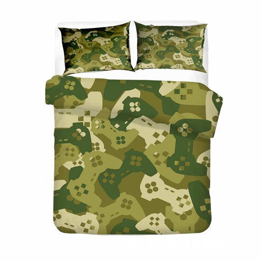 KTX-374227 Digital Printed Gamepad Bedding Set - Personalized Quilted Cover with Pillowcases in Various Sizes