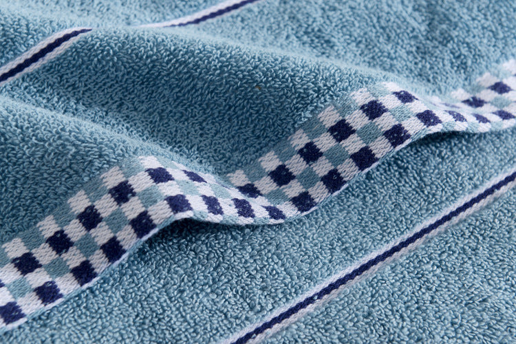 KTX-374483 Ultra-Soft Pure Cotton Facial Towel, Quick-Dry Absorbent, Houndstooth Design, 35x75 cm