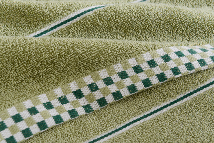 KTX-374483 Ultra-Soft Pure Cotton Facial Towel, Quick-Dry Absorbent, Houndstooth Design, 35x75 cm