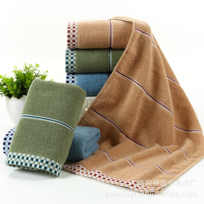 KTX-374483 Ultra-Soft Pure Cotton Facial Towel, Quick-Dry Absorbent, Houndstooth Design, 35x75 cm