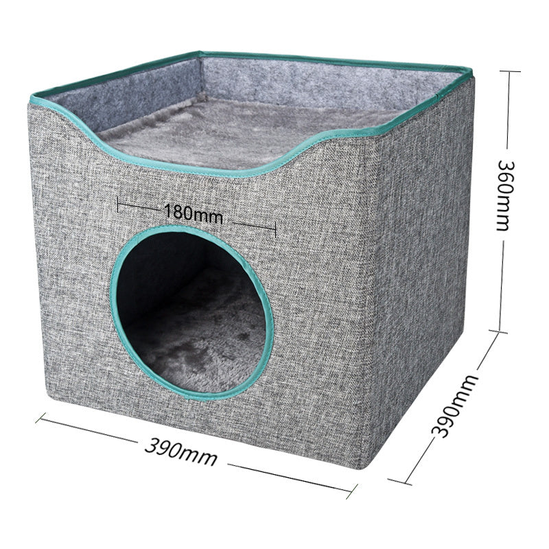 KTX-376339 Large Enclosed Double-Layer Pet Nest for All Seasons, Removable and Washable for Deep Sleep