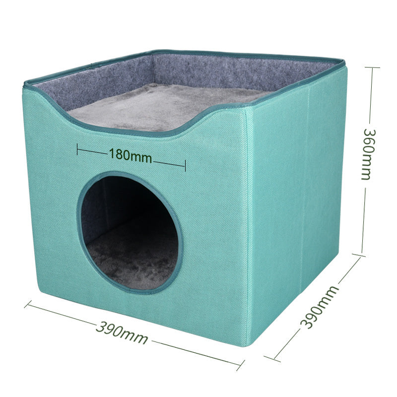 KTX-376339 Large Enclosed Double-Layer Pet Nest for All Seasons, Removable and Washable for Deep Sleep