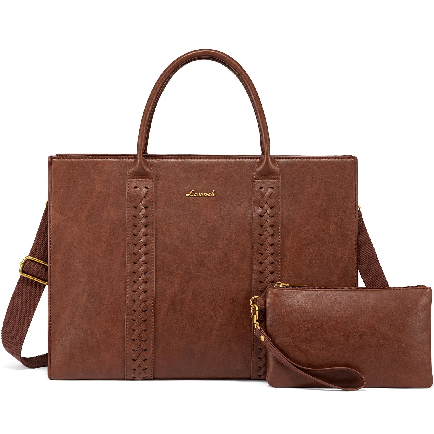 KTX-377747 Vintage Leather Laptop Tote Bag for 15.6-inch Laptops - Waterproof Business Briefcase for Women